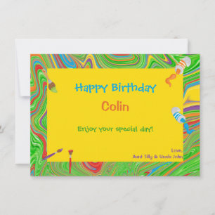 Personalised Happy Birthday Paintbrush Design  Card