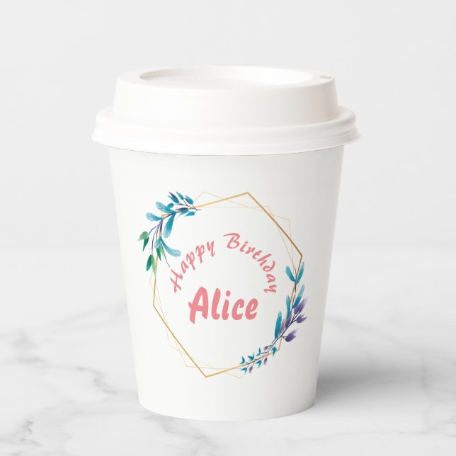 Personalised Happy Birthday Paper Cups (Front)