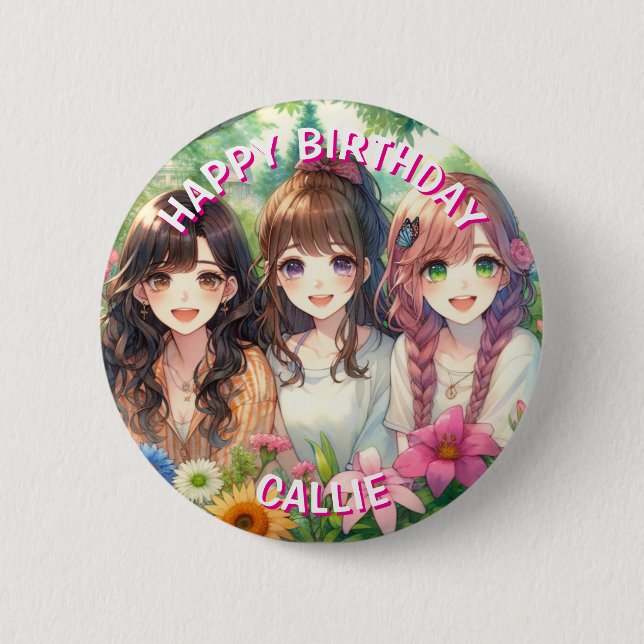 Personalised Happy Birthday Party 6 Cm Round Badge (Front)