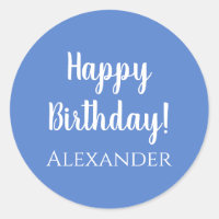 Personalised Happy Birthday Pastel Blue Gift Label