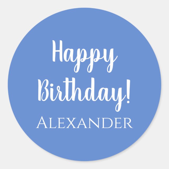 Personalised Happy Birthday Pastel Blue Gift Label (Front)