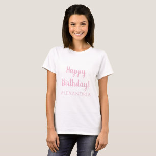 Personalised Happy Birthday Pastel Pink  T-Shirt
