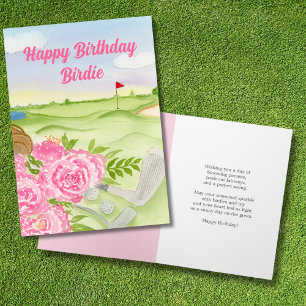 Personalised Happy Birthday Peonies On Golf Course Card