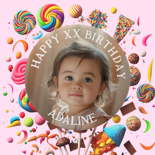 Personalised Happy Birthday Photo Name and Age 7.5 Cm Round Badge