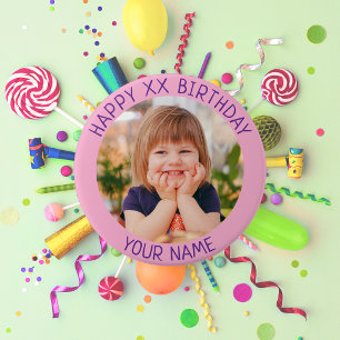 Personalised Happy Birthday Photo Name and Age 7.5 Cm Round Badge
