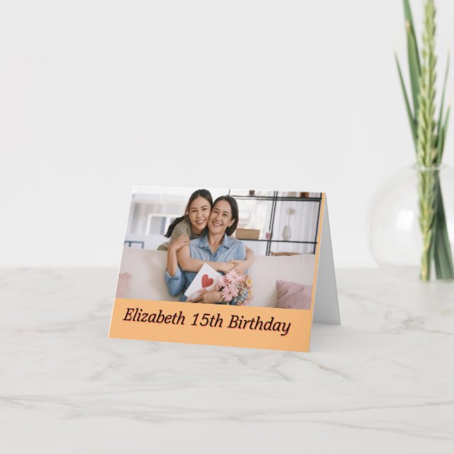 Personalised Happy Birthday Photo Name  Card (Front)