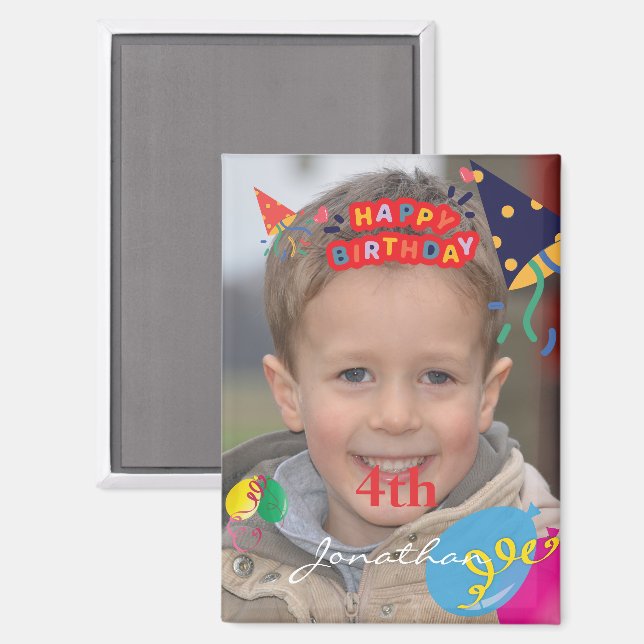 Personalised Happy Birthday Photo Rectangle Magnet (Front/Back)