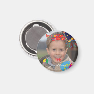 Personalised Happy Birthday Photo Round Magnet