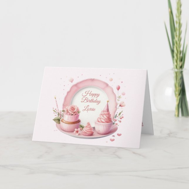Personalised Happy Birthday Plate Card (Front)
