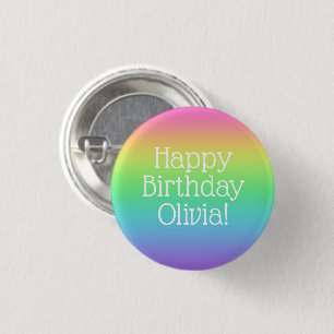 Personalised Happy Birthday Rainbow Button