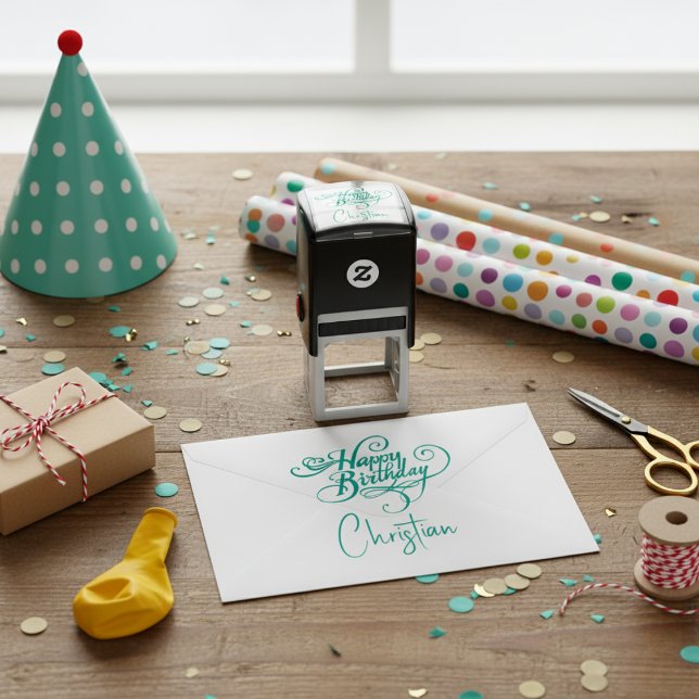 Personalised Happy Birthday Self-Inking Stamp (Personalized Happy Birthday Self-Inking Stamp)