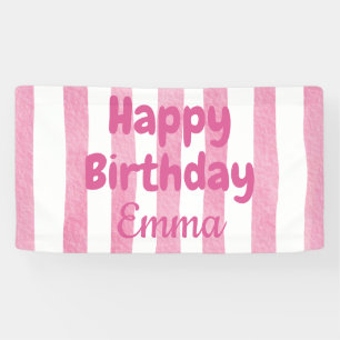Personalised Happy Birthday Striped Custom Name Banner