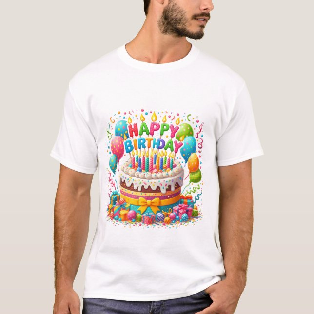 Personalised Happy Birthday T-Shirts from Zazzle (Front)