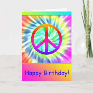 Personalised Happy Birthday Tie Dye Peace Card