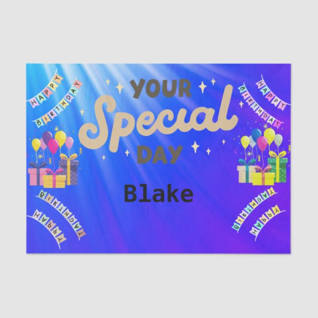 personalised Happy Birthday Tissue Paper (Front)