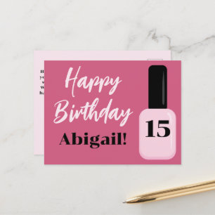 Personalised Happy Birthday Trend Pink Nail Polish Postcard