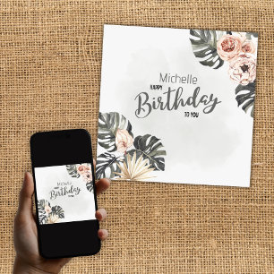 Personalised Happy Birthday Tropical Floral Card