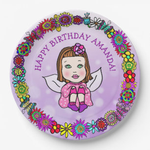 Personalised Happy Birthday Unicorn and Fairy Paper Plate