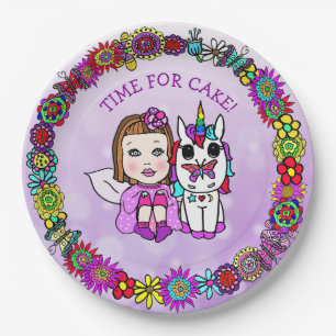 Personalised Happy Birthday Unicorn and Fairy Paper Plate