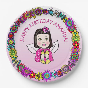 Personalised Happy Birthday Unicorn and Fairy Paper Plate