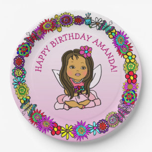 Personalised Happy Birthday Unicorn and Fairy Paper Plate