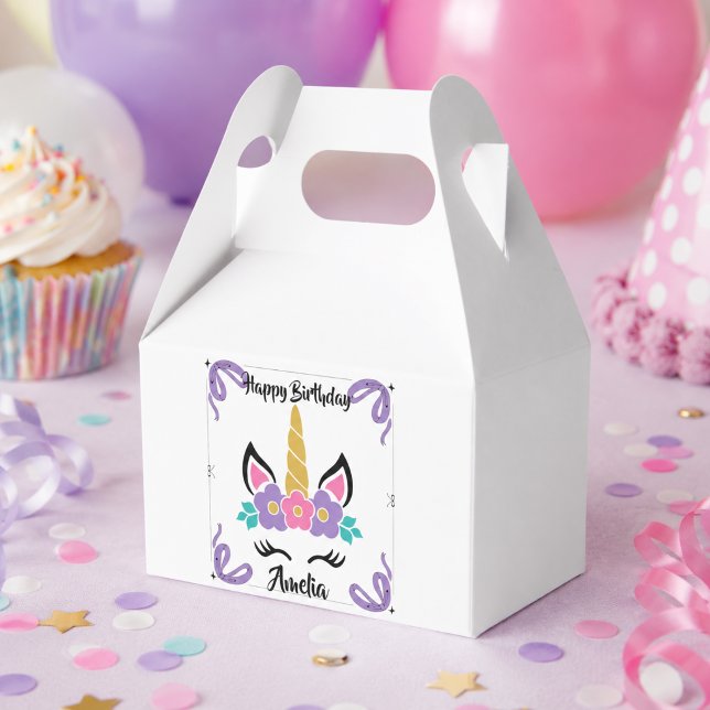 Personalised Happy Birthday Unicorn Favour Box (Creator Uploaded)