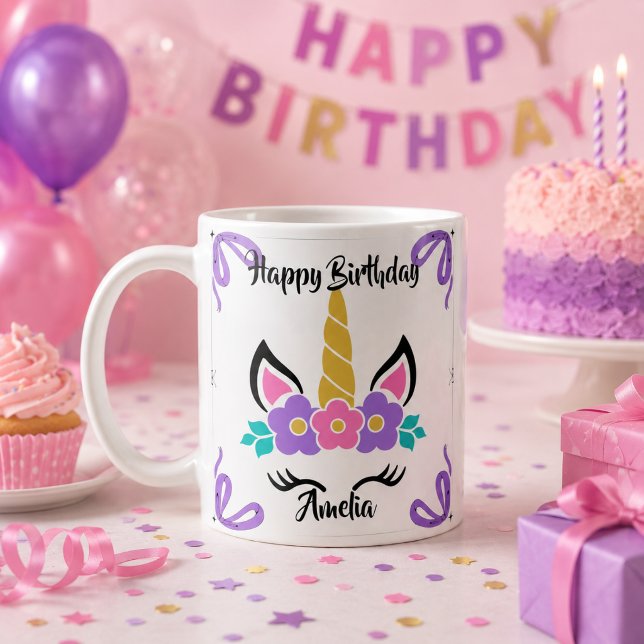 Personalised Happy Birthday Unicorn Mug (Creator Uploaded)