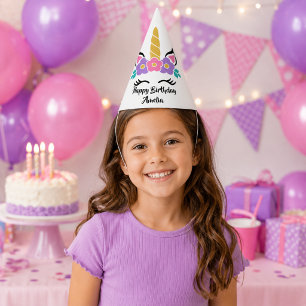 Personalised Happy Birthday Unicorn Paper Hat