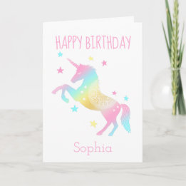 Personalised Happy Birthday Unicorn Rainbow Card