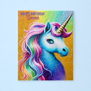 Personalised Happy Birthday Unicorn with Name Jigsaw Puzzle