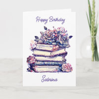 Personalised Happy Birthday Vintage Books and Rose