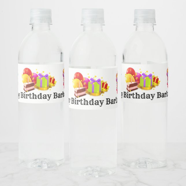 Personalised Happy Birthday Water Bottle Label (Bottles)