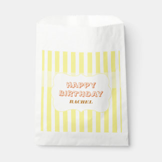 Personalised Happy Birthday Yellow Stripe Favour Bags