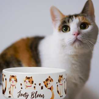 Personalised Happy Calico Cartoon Cat 