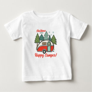 Personalised Happy Camper Christmas Baby T-Shirt