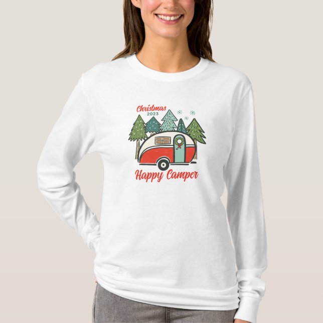 Personalised Happy Camper Christmas T-Shirt (Front)
