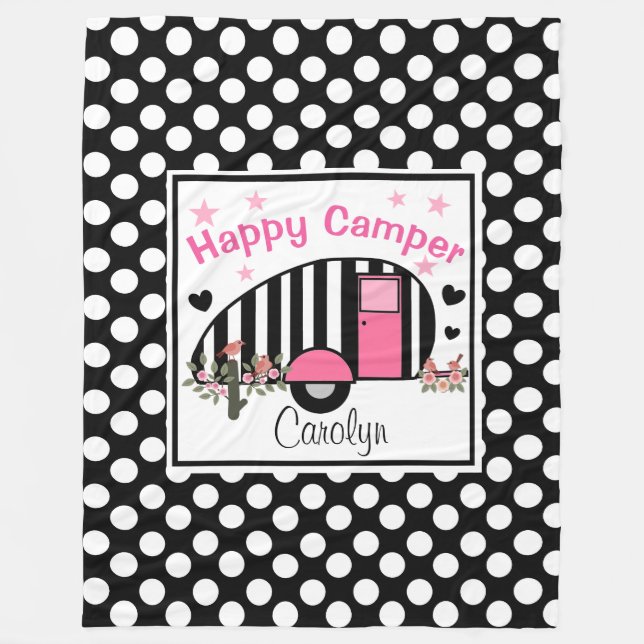Personalised Happy Camper Fleece Blanket (Front)