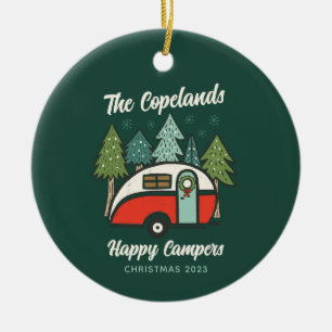 Personalised Happy Campers Ceramic Tree Decoration