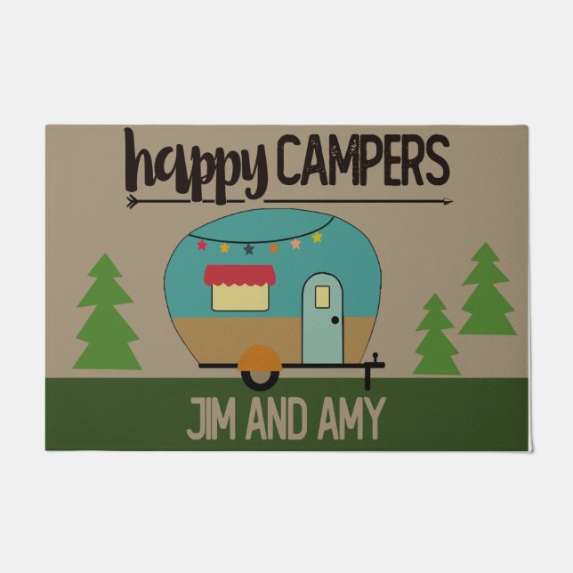 Personalised Happy Campers Names Doormat (Front)