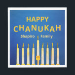 Personalised Happy Chanukah Menorah  Napkin<br><div class="desc">Personalised Happy Chanukah Menorah Napkins.

Change Name before ordering.</div>