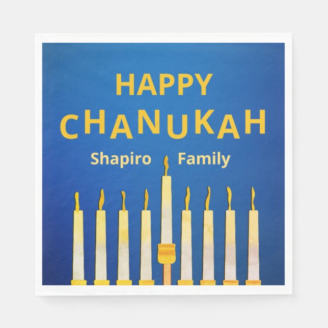 Personalised Happy Chanukah Menorah  Napkin (Front)
