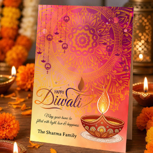 Personalised Happy Diwali Family Festival of Light Holiday Card