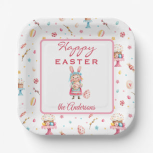 Personalised Happy Easter 9" Square Paper Plates