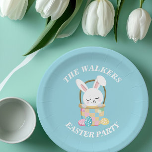 Personalised Happy Easter Bunny Baby Blue Paper Plate