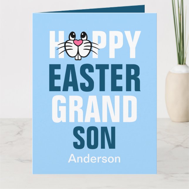 Personalised Happy Easter Bunny Grandson Card (Front)