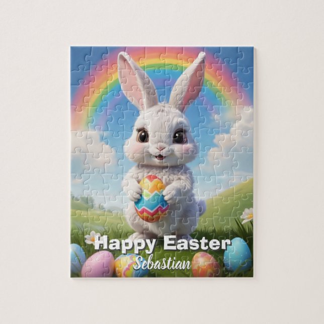 Personalised Happy Easter Bunny Kids Jigsaw Puzzle (Vertical)