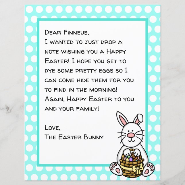 Personalised Happy Easter Bunny Letter   (Front)