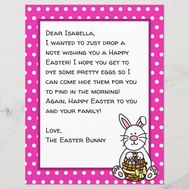 Personalised Happy Easter Bunny Letter    (Front)