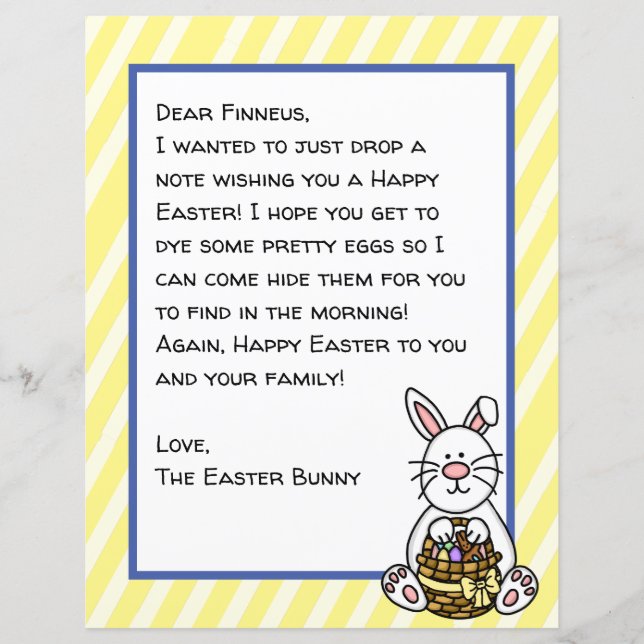 Personalised Happy Easter Bunny Letter (Front)