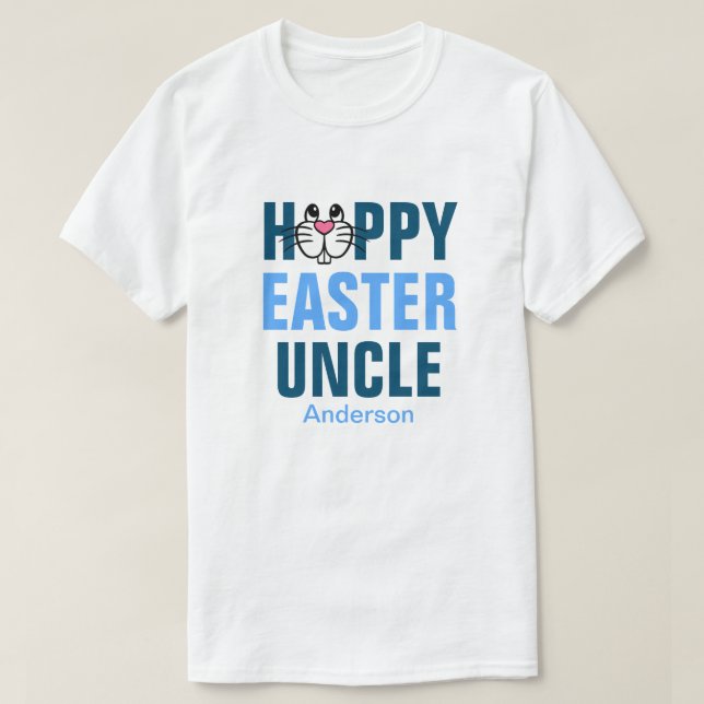Personalised Happy Easter Bunny Uncle T-Shirt (Design Front)